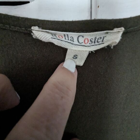 Pistachio Green Tunic Dress S L/S Casual T-shirt Dress Pockets Earth Girl Bohemi - Picture 3 of 6